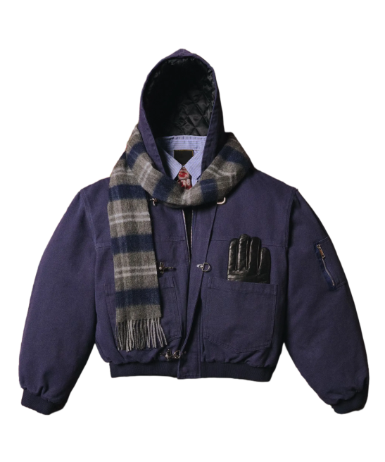 15OZ INDIGO CANVAS CLASP BOMBER JACKET