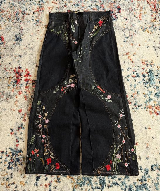 "FLORAL" BAGGY DENIM