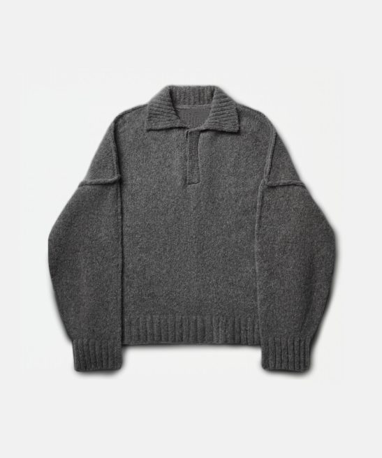 WOOL-KNIT POLO | GRAY