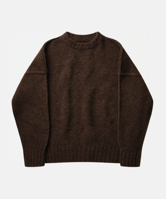 WOOL KNIT CREWNECK | BROWN